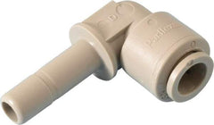 Parker - 3/8" Outside Diam, Acetal Push-to-Connect Tube Plug-In Elbow - 300 Max psi, 3/8" Stem Diam, Tan - Apex Tool & Supply