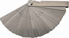 Value Collection - 26 Piece, 0.0015 to 0.025" Thick, Feeler Gage Set - 3" Leaf Length, 1/2" Wide, Tempered Steel - Apex Tool & Supply
