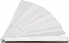 Value Collection - 15 Piece, 0.002 to 0.025" Thick, Feeler Gage Set - 6" Leaf Length, 1/2" Wide, Tempered Steel - Apex Tool & Supply