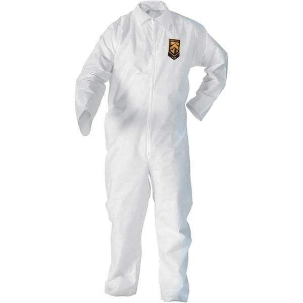 KleenGuard - Size M SMS General Purpose Coveralls - White, Zipper Closure, Elastic Cuffs, Elastic Ankles, Serged Seams - Apex Tool & Supply