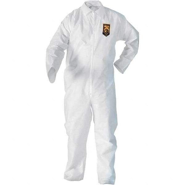 KleenGuard - Size 2XL SMS General Purpose Coveralls - White, Zipper Closure, Elastic Cuffs, Elastic Ankles, Serged Seams - Apex Tool & Supply