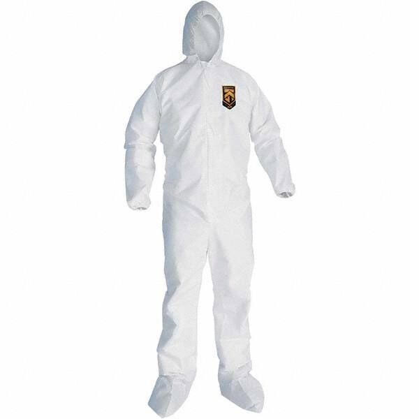 KleenGuard - Size M SMS General Purpose Coveralls - White, Zipper Closure, Elastic Cuffs, with Boots, Serged Seams - Apex Tool & Supply