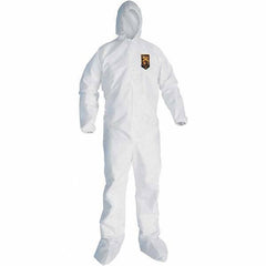 KleenGuard - Size M SMS General Purpose Coveralls - White, Zipper Closure, Elastic Cuffs, with Boots, Serged Seams - Apex Tool & Supply