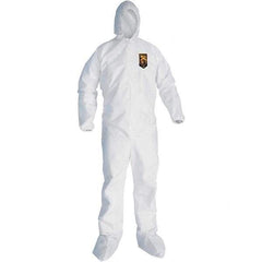 KleenGuard - Size XL SMS General Purpose Coveralls - White, Zipper Closure, Elastic Cuffs, with Boots, Serged Seams - Apex Tool & Supply