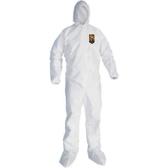 KleenGuard - Size 2XL SMS General Purpose Coveralls - White, Zipper Closure, Elastic Cuffs, with Boots, Serged Seams - Apex Tool & Supply