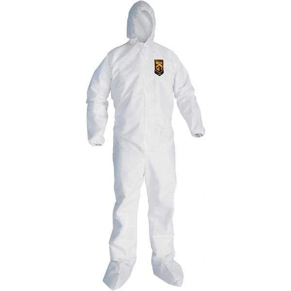 KleenGuard - Size 3XL SMS General Purpose Coveralls - White, Zipper Closure, Elastic Cuffs, with Boots, Serged Seams - Apex Tool & Supply