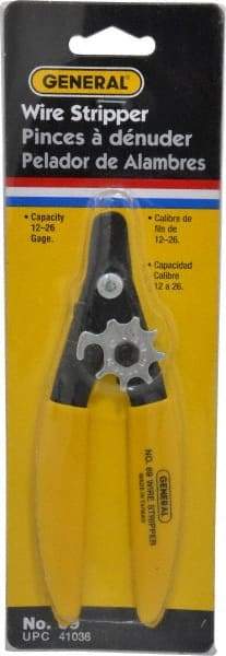 General - 26 to 12 AWG Capacity Precision Wire Stripper - 5-1/2" OAL, Plastic Coated Handle - Apex Tool & Supply
