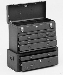 Kennedy - 9 Drawer, 2 Piece, Brown Steel Machinist's Combo - 9-5/8 Inches Deep 7.812 Inches High 21.62 Inches Wide Base - Apex Tool & Supply