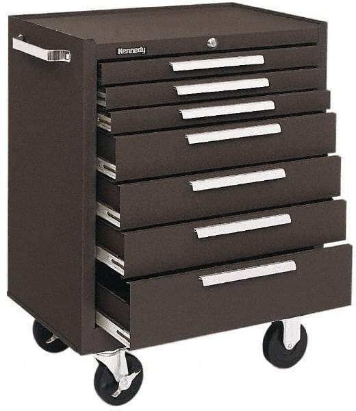 Kennedy - 7 Drawer Steel Tool Roller Cabinet - 27" Wide x 35" High x 18" Deep, Brown - Apex Tool & Supply