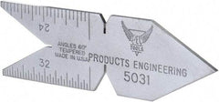 PEC Tools - 60° Angle, Satin Chrome Coated Steel Center Gage - 1/32 to 1/14 Inch Graduation - Apex Tool & Supply