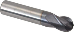 Atrax - 1/2" Diam, 5/8" LOC, 4 Flute Solid Carbide Ball End Mill - AlTiN Finish, Single End, 2-1/2" OAL, 1/2" Shank Diam - Apex Tool & Supply