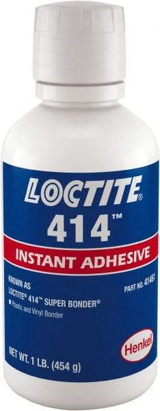 Loctite - 1 Lb Bottle Clear Instant Adhesive - Series 414, 24 hr Full Cure Time - Apex Tool & Supply