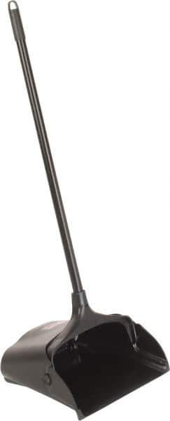 Rubbermaid - 11-1/4" Wide x 5" High Upright Dustpan - Plastic Body, 12-51/64" Handle, Black, with Wheels - Apex Tool & Supply