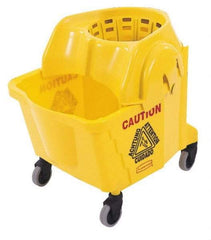 Rubbermaid - 35 Qt Plastic Bucket & Wringer - 18-5/8" Long x 24-3/4" High x 15-7/8" Wide, Yellow - Apex Tool & Supply