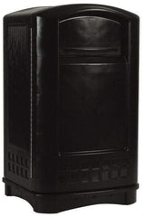 Rubbermaid - 50 Gal Black Rectangle Trash Can - Polyethylene, 42-1/8" High x 24-3/4" Long x 25-1/4" Wide - Apex Tool & Supply