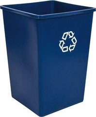 Rubbermaid - 35 Gal Blue Square Recycling Container - Polyethylene, 27-5/8" High x 19-1/2" Long x 19-1/2" Wide - Apex Tool & Supply