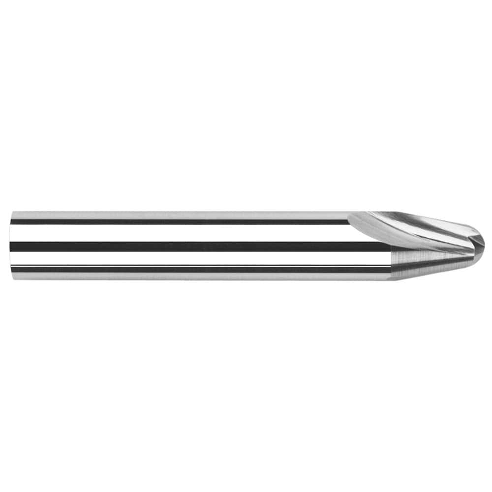 Harvey Tool - 20° per Side 0.124" Small End Diam 0.224" LOC 2-Flute Solid Carbide Tapered Ball End Mill - Exact Industrial Supply