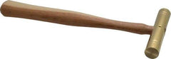 Made in USA - 1/2 Lb Head 3/4" Face Brass Head Striking Tool Hammer - 10-1/2" OAL, Wood Handle - Apex Tool & Supply