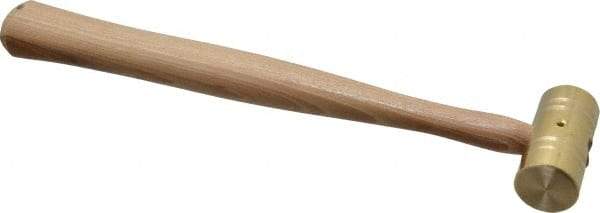 Made in USA - 1/2 Lb Head 1" Face Brass Head Striking Tool Hammer - 10-1/2" OAL, Wood Handle - Apex Tool & Supply