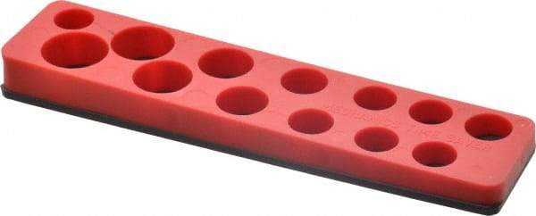 Value Collection - 13 Piece Capacity Magnetic Shallow Socket Holder - 3/8" Drive, Red - Apex Tool & Supply