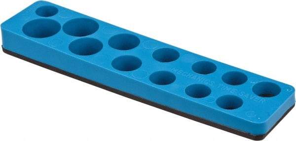 Value Collection - 13 Piece Capacity Magnetic Shallow Socket Holder - 3/8" Drive, Blue - Apex Tool & Supply
