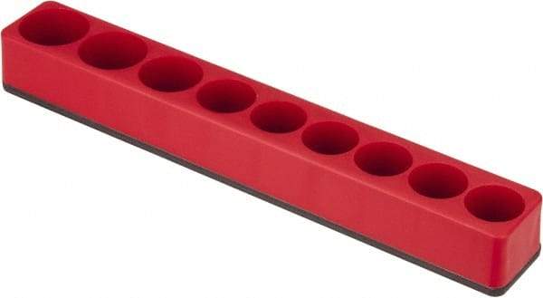 Value Collection - 9 Piece Capacity Magnetic Deep & Shallow Socket Holder - 1/2" Drive, Red - Apex Tool & Supply