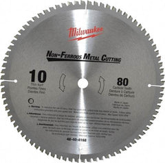 Milwaukee Tool - 10" Diam, 5/8" Arbor Hole Diam, 80 Tooth Wet & Dry Cut Saw Blade - Carbide-Tipped, General Purpose & Straight Action, Standard Round Arbor - Apex Tool & Supply