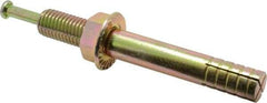 Wej-It - 3/4" Diam, 3/4" Drill, 6" OAL, 1-3/4" Min Embedment Hammer Drive Concrete Anchor - 1018 Iron (Pin)/Steel (Body), Zinc Yellow Dichromate Finish, Hex Nut Head, Hex Drive - Apex Tool & Supply