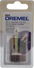 Dremel - 3/8" Diam, Fine Aluminum Oxide Coated Mounted Flap Wheel - 1/8" Shank Mount, 120 Grit - Apex Tool & Supply