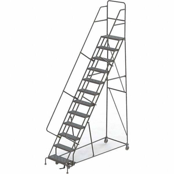 TRI-ARC - 156" 12 Step Rolling Platform Ladder - 450 Lb Capacity, 120" Platform Height, 35" Base Width x 90" Depth, Perforated Tread - Apex Tool & Supply