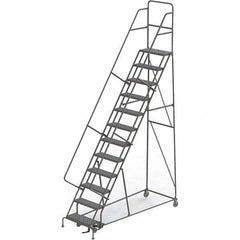 TRI-ARC - 156" 12 Step Rolling Platform Ladder - 450 Lb Capacity, 120" Platform Height, 35" Base Width x 90" Depth, Perforated Tread - Apex Tool & Supply