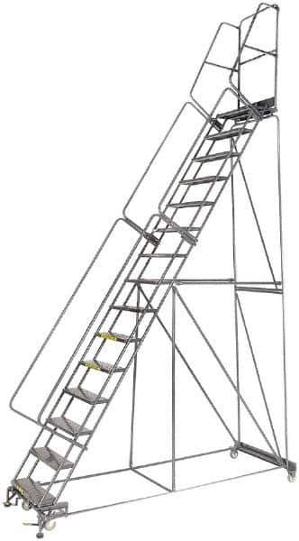 Ballymore - 192" 15 Step Ladder - Lock Step Rolling Safety Ladder, 450 Lb Capacity, 150" Platform Height, 40" Base Width x 106" Depth, Abrasive Mat Tread - Apex Tool & Supply