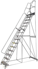 Ballymore - 192" 15 Step Ladder - Lock Step Rolling Safety Ladder, 450 Lb Capacity, 150" Platform Height, 40" Base Width x 106" Depth, Abrasive Mat Tread - Apex Tool & Supply