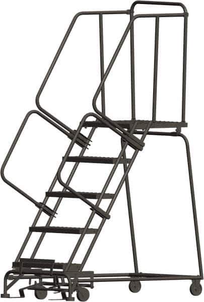 Ballymore - 83" 5 Step Ladder - 450 Lb Capacity, 50" Platform Height, 30" Base Width x 49" Depth, Heavy-Duty Serrated Grating - Apex Tool & Supply