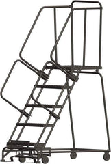 Ballymore - 83" 5 Step Ladder - 450 Lb Capacity, 50" Platform Height, 30" Base Width x 49" Depth, Heavy-Duty Serrated Grating - Apex Tool & Supply