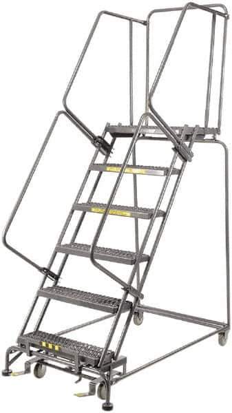 Ballymore - 93" 6 Step Ladder - 450 Lb Capacity, 60" Platform Height, 24" Base Width x 56" Depth, Heavy-Duty Serrated Grating - Apex Tool & Supply