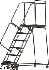 Ballymore - 93" 6 Step Ladder - 450 Lb Capacity, 60" Platform Height, 30" Base Width x 63" Depth, Heavy-Duty Serrated Grating - Apex Tool & Supply