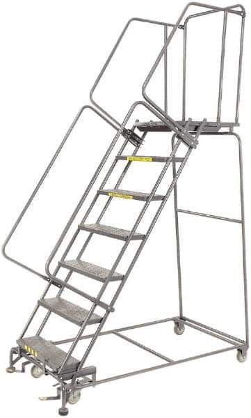 Ballymore - 103" 7 Step Ladder - 450 Lb Capacity, 70" Platform Height, 30" Base Width x 62" Depth, Heavy-Duty Serrated Grating - Apex Tool & Supply