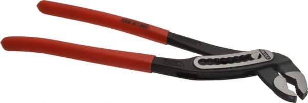 Knipex - 12" OAL, 2-3/4" Max Capacity, 9 Position Water Pump Tongue & Groove Pliers - Self-Gripping V-Jaws, Alligator Jaw Head, Plastic Dipped Handles - Apex Tool & Supply