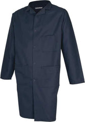 PRO-SAFE - Size L Navy Blue Lab Coat - Polyester and Cotton, Snap Front, Open Wrists, (2 Pass Through Pockets and Front Chest and Hip Pocket) - Apex Tool & Supply