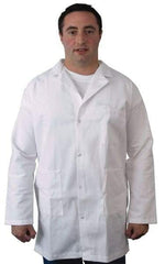 PRO-SAFE - Size M White Lab Coat - Polyester and Cotton, Snap Front, Open Wrists, (2 Pass Through Pockets and Front Chest and Hip Pocket) - Apex Tool & Supply