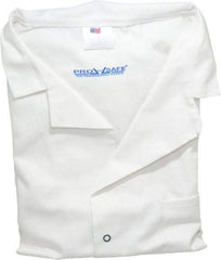 PRO-SAFE - Size L White Lab Coat - Polyester and Cotton, Snap Front, Open Wrists, (2 Pass Through Pockets and Front Chest and Hip Pocket) - Apex Tool & Supply