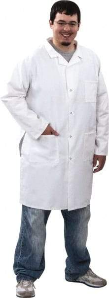 PRO-SAFE - Size XL White Lab Coat - Polyester and Cotton, Snap Front, Open Wrists, (2 Pass Through Pockets and Front Chest and Hip Pocket) - Apex Tool & Supply