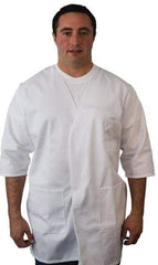 PRO-SAFE - Size L White Smock with 5 Pockets - Polyester and Cotton, Buttonless and Ties In Back - Apex Tool & Supply