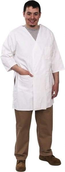 PRO-SAFE - Size XL White Smock with 5 Pockets - Polyester and Cotton, Buttonless and Ties In Back - Apex Tool & Supply