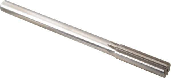 Alvord Polk - 47/64" High Speed Steel 8 Flute Chucking Reamer - Straight Flute, 5/8" Straight Shank, 2-1/2" Flute Length, 9-1/2" OAL - Apex Tool & Supply