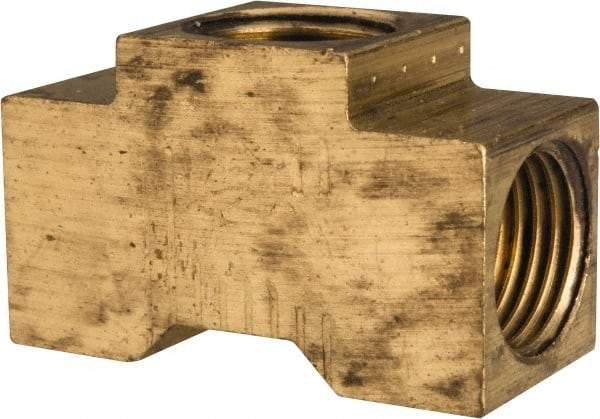 Eaton - 1/4" Tube OD, 45° Brass Flared Tube Inverted Union Tee - Flare x Flare x Flare Ends - Apex Tool & Supply