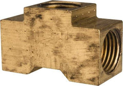 Eaton - 1/4" Tube OD, 45° Brass Flared Tube Inverted Union Tee - Flare x Flare x Flare Ends - Apex Tool & Supply