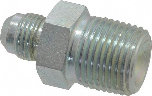 Eaton - 3/8" Tube OD, 37° Steel Flared Tube Male Connector - 1/2 NPT, Flare x MNPT Ends - Apex Tool & Supply