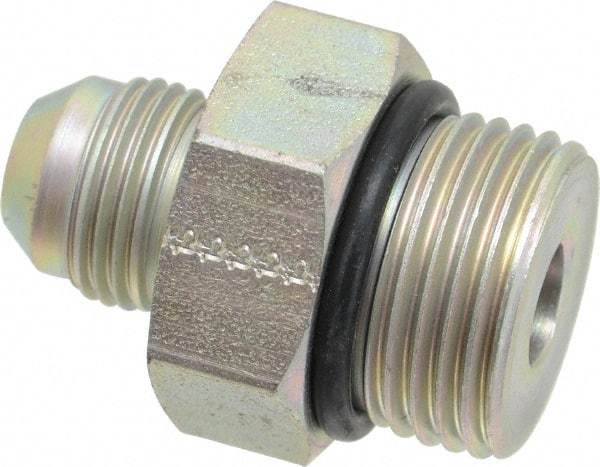 Eaton - 1/2" Tube OD, 37° Steel Flared Tube Straight Thread Connector - 3/4 ORB, Flared to Male SAE O-Ring Ends - Apex Tool & Supply